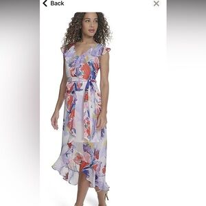 NWT $99 Harper Rose Floral Ruffle Wrap Midi Dress, beautiful colors.  Size 14